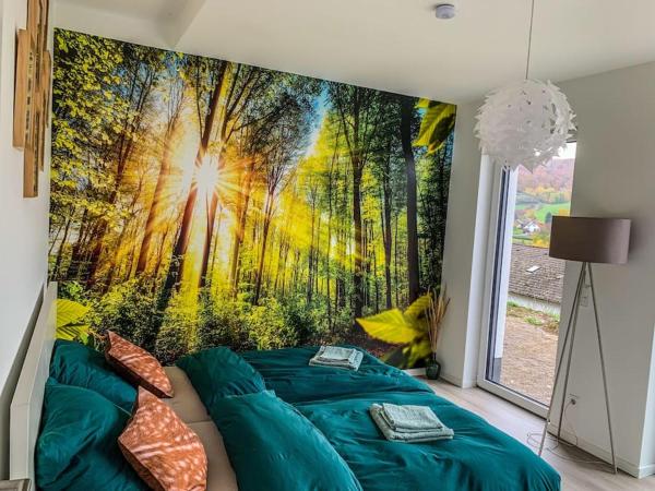 Auf dem Foto ist das Objekt Modernes Doppelzimmer Friedewald Rhönblick in der Stadt Schenksolz zu sehen.