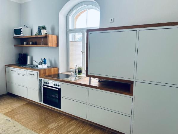 Na fotografii je vidět objekt Schlosspark Apartment I 80qm I 3 Betten I bei Dresden nacházející se ve městě Dohna.