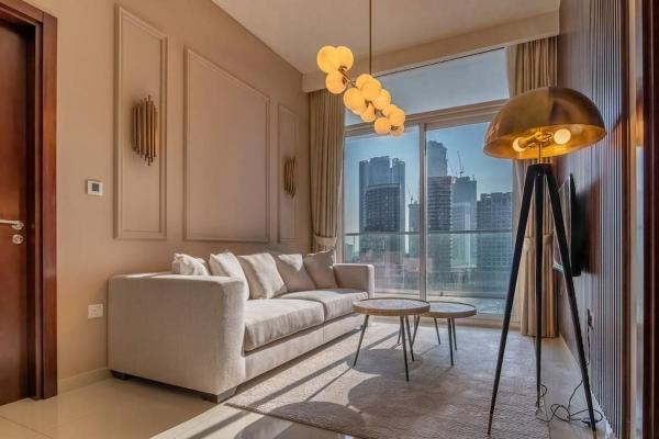 På billedet ses objektet Stylish Apartment 5 minutes from Dubai Mall with canal view beliggende i byen Dubai.