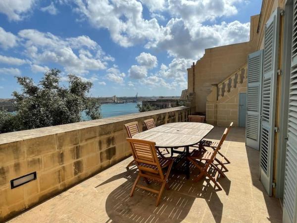 The photo shows the Penthouse w/ unique harbour view located in the city of Valletta.