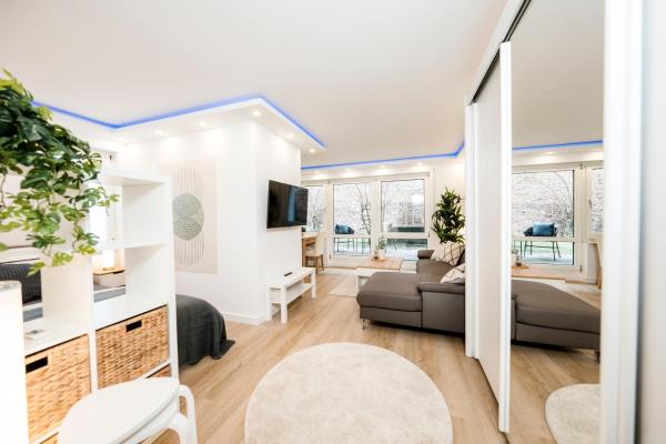 A la foto es mostra l'objecte BellaBene modernes Studio Apartment in zentraler Lage mit Terrasse, Parkplatz, SmartTV situat a la ciutat de Pforzheim.