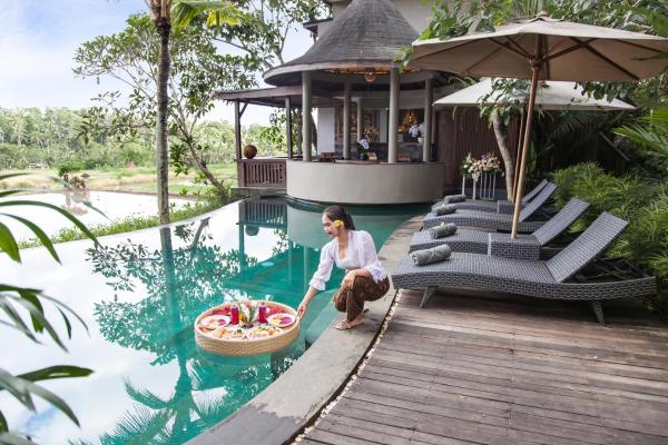 The photo shows the Teba Suci Suite and Villas located in the city of Abeansemal.