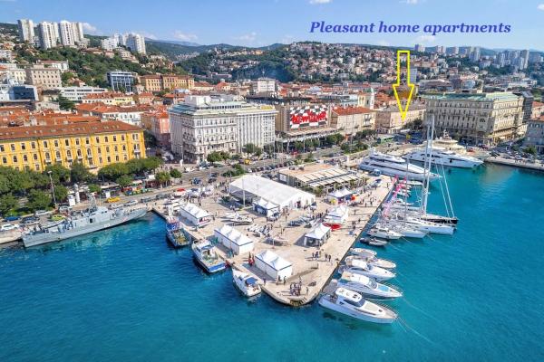 A la foto es mostra l'objecte Pleasant home apartments situat a la ciutat de Rijeka.