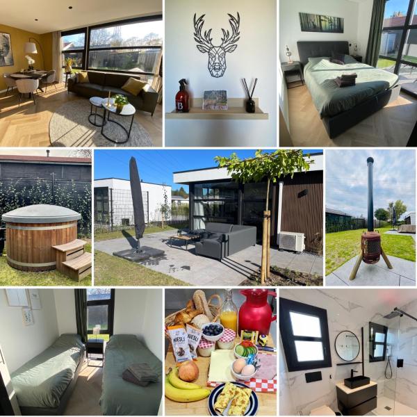 La photo montre l'objet Edelhert, moderne en comfortabele vakantiewoning met hottub! situé dans la ville de Ermelo.