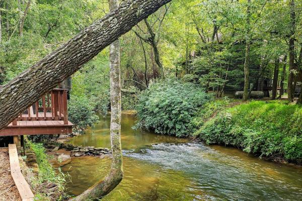En la foto se muestra el objeto Trout House ubicado en la ciudad de Mineral Bluff.