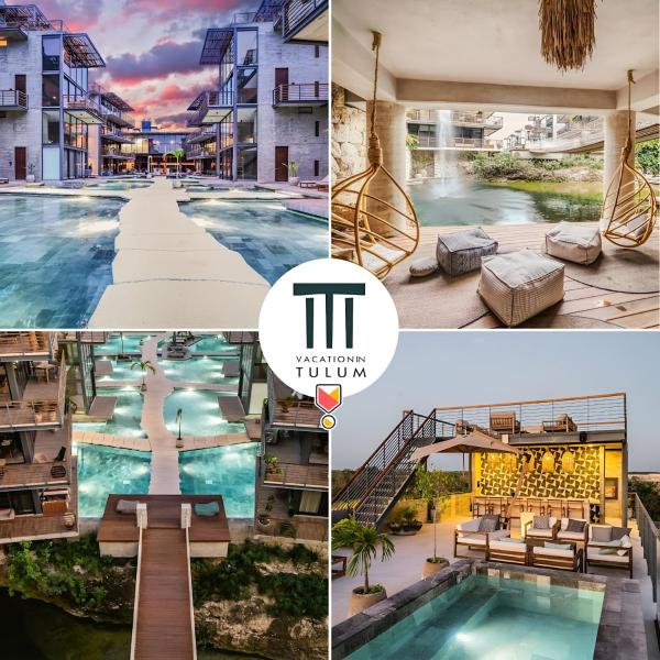 Na zdjęciu widoczny jest obiekt Waterworld Tulum 1BR Cenote Rooftop POOLS GYM położony w mieście Tulum.