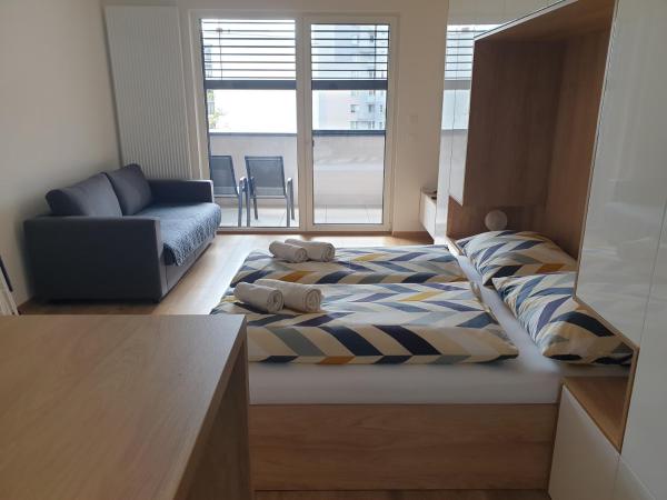 A la foto es mostra l'objecte AS apartmán Bella s loggiou a bezplatným vnútorným parkovaním situat a la ciutat de Kosice.