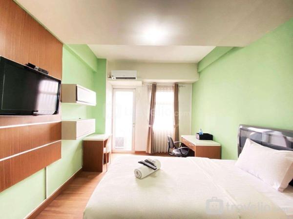 A la foto es mostra l'objecte Minimalist Studio Apartment at Oxford Jatinangor By Travelio situat a la ciutat de Sumedang.