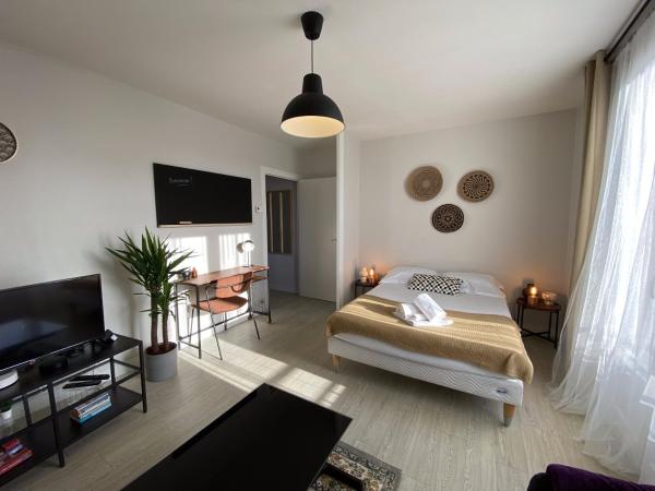 The photo shows the Grand studio calme avec balcon & parking gratuit located in the city of Tours.