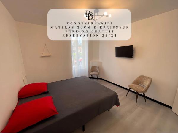 Na fotografii je vidět objekt T1 Bis A3 30m2 Cosy 7min à pieds Gares appartement nacházející se ve městě Roanne.