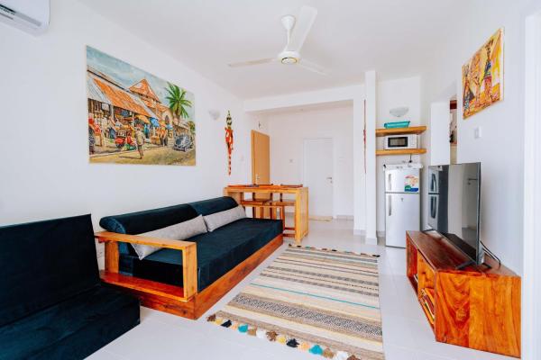 The photo shows the Jasiri Apartment, Beautiful ocean-view 2 bedroom home in Fumba Town located in the city of Dambani.