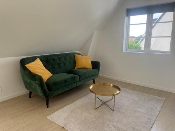 La photo montre l'objet Charming Apartment with Lake View, Tennis Court- 5 Minutes from Odense Center situé dans la ville de Odense.