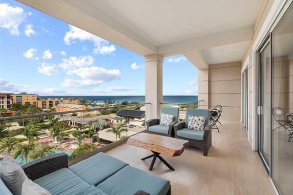 The photo shows the Beach View - Ocean Jewel 2BR condo - LV507 located in the city of Eagle Beach.