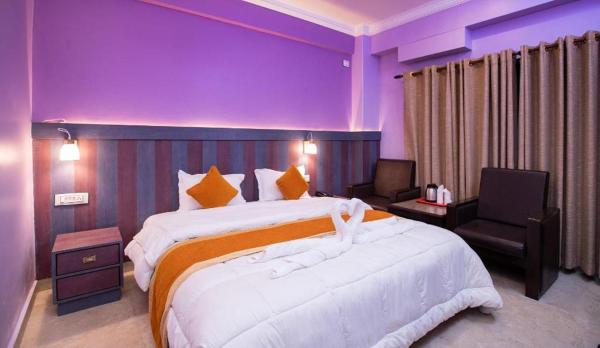 The photo shows the Hotel Visitors Inn P. Ltd. located in the city of Pokhara.
