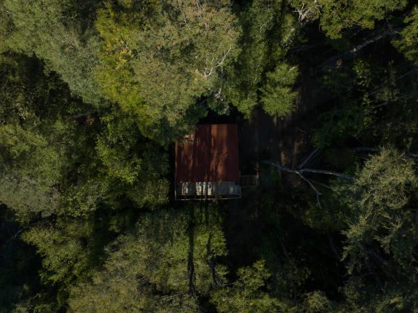 Na fotografii je vidět objekt Hermoso Lodge Inserto en Bosque Andino Pucón nacházející se ve městě Pucón.