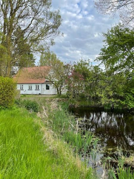 På billedet ses objektet Æblehuset- landhus med fred&ro lige ved gadekæret beliggende i byen Errindlev.