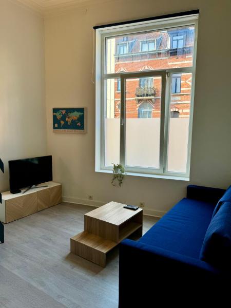 På bildet vises objektet Studio avec chambre en mezzanine som ligger i byen Brussel.
