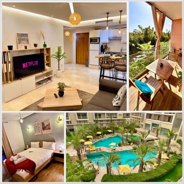 Na fotografii je vidět objekt Pearl Garden Studio Luxueux Piscine Sunny Terrasse nacházející se ve městě Marakéš.