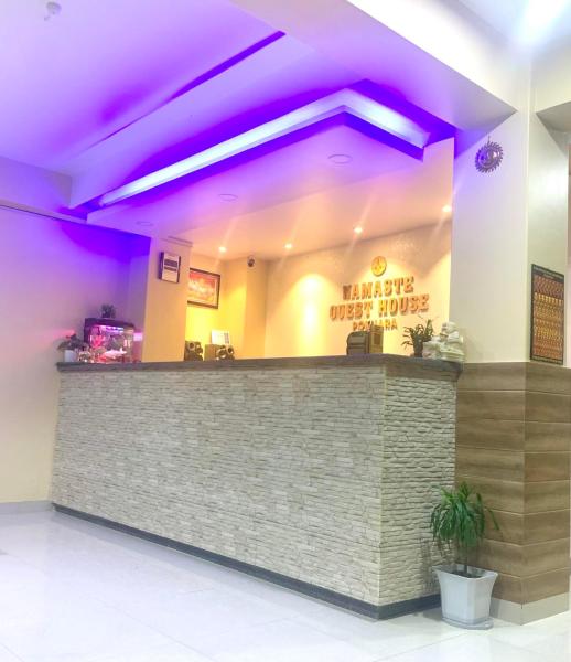 The photo shows the Namaste Guest House located in the city of Pokhara.