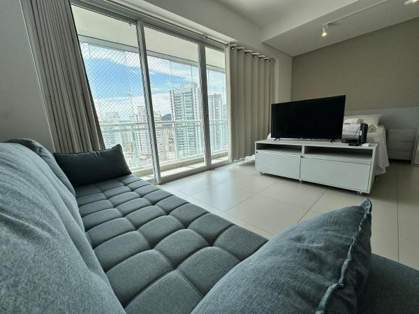A la foto es mostra l'objecte Vista Mar Unlimited Frente Mar Ar Condicionado Garagem Andar Alto e piscina aquecida, sauna e muito mais! situat a la ciutat de Santos.