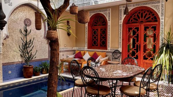 En la foto se muestra el objeto Riad Shajara ubicado en la ciudad de Marrakech.