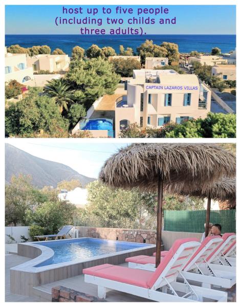 Photo 7 : Located by the sea one beachfront Private Captain Lazaros Pool Villa with loft in 750sqm spacious private plot-Jacuzzi-sunrelax-furnished terace-gazebo-private parking,sleep 3 adults and 2 children, just steps from the Black Beach-Seaview