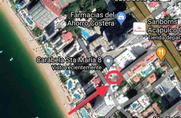 På billedet ses objektet Depto Ibiza a media cuadra de La PLAYA beliggende i byen Acapulco.
