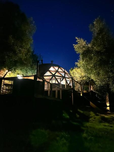 На фото показан объект Cabaña Domo Bosque Escondido, расположенный в городе Ресинто.
