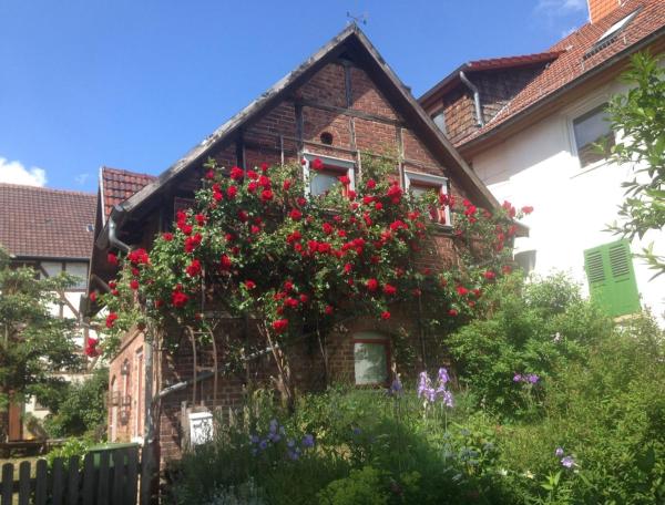På billedet ses objektet Pretty half-timbered cottage on romantic yard beliggende i byen Grebenau.