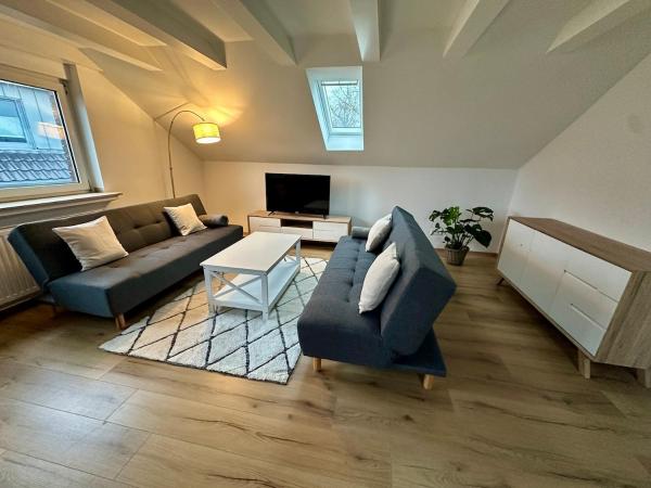 A la foto es mostra l'objecte Helle 2-Zimmer Ferienwohnung mit 4 Betten, Nähe Innenstadt in ruhiger Lage situat a la ciutat de Lünen.