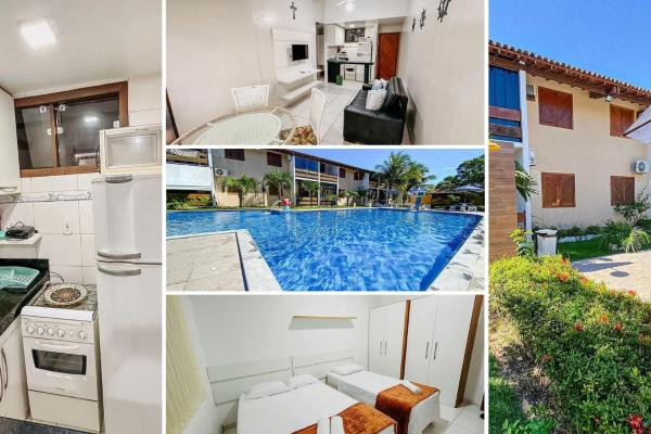 Flat com 1 quarto com ar split, sala e cozinha completa, No condomínio Portal do Atlântico a 100m praia de Taperapuã (Barraca do Gaúcho) , portaria 24hrs, piscina.の写真1