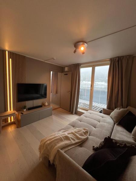 A la foto es mostra l'objecte Voss Apartment in Oppheim Resort, pool and view situat a la ciutat de Stalheim.