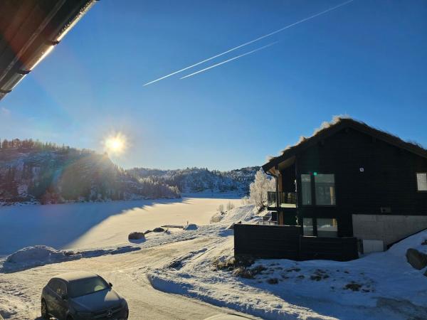 Nella foto è visibile l'oggetto Sirdal Tjørhom, inc 2 skilift passes for the whole stay, walking distance from ski slope situato nella città di Sinnes.