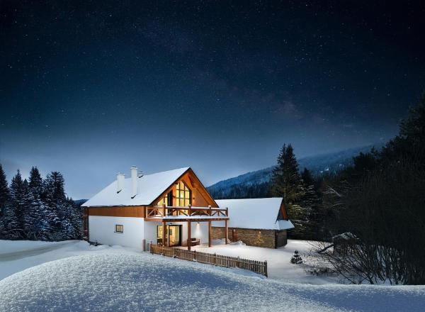 Na fotografii je vidět objekt Chalet Oasis - Luxury 5-Bedroom Chalet with Panoramic Views nacházející se ve městě Veľké Borové.