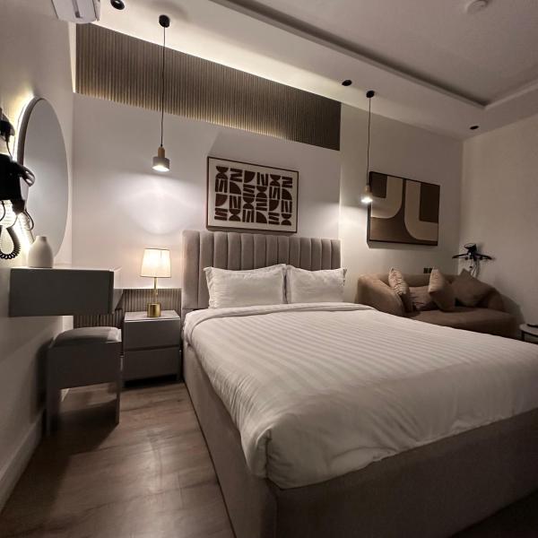 A la foto es mostra l'objecte Stylish studio with private entrance situat a la ciutat de Riad.