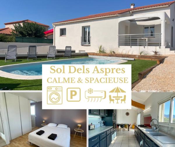 På billedet ses objektet Villa Sol Dels Aspres avec Piscine, Barbecue, Climatisation centralisée, Garage, Internet SUDSEJOURCONCIERGERIE beliggende i byen Brouilla.