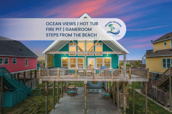 Na zdjęciu widoczny jest obiekt FlipFlop 5BR Beach Escape Hot Tub Games and Fenced Yard położony w mieście Bolivar Peninsula.