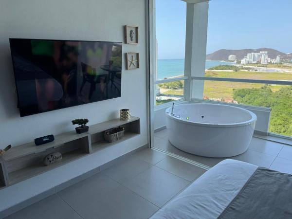 Suite Con Lujoso Jacuzzi, Piso 14 Y Vista Al Mar - 콜롬비아