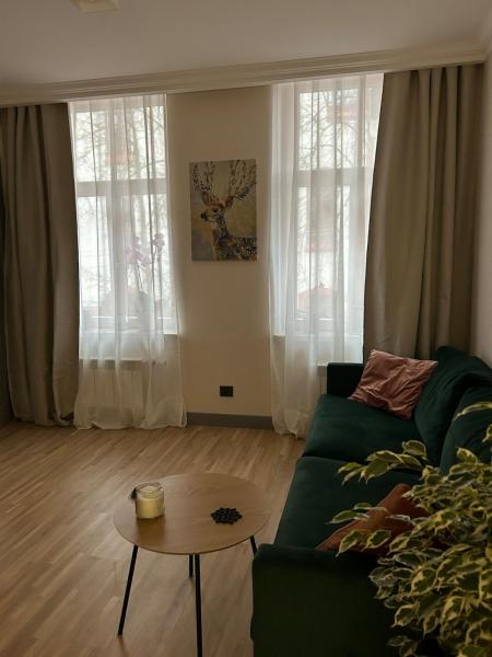 A la foto es mostra l'objecte Cozy apartment in Āgenskalns situat a la ciutat de Riga.