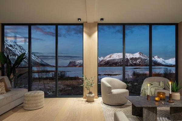 På billedet ses objektet NEW! Lofoten Beach House beliggende i byen Kleppstad.