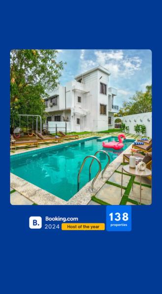 Op de foto is het object EKOSTAY - Amanta Villas- 15BHK & 21BHK with Complimentary DJ for 21BHK I 2 Pools I 2 Turfs te zien, gelegen in de stad Palasdari.
