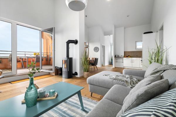 Nella foto è visibile l'oggetto Ocean Sunset- Penthouse, Balkon, Kamin situato nella città di Olpenitz.