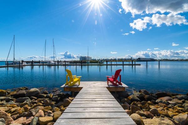 A la foto es mostra l'objecte Hafenliebe- Sauna, Steg, Hafenblick, Kamin, Terrasse situat a la ciutat de Olpenitz.