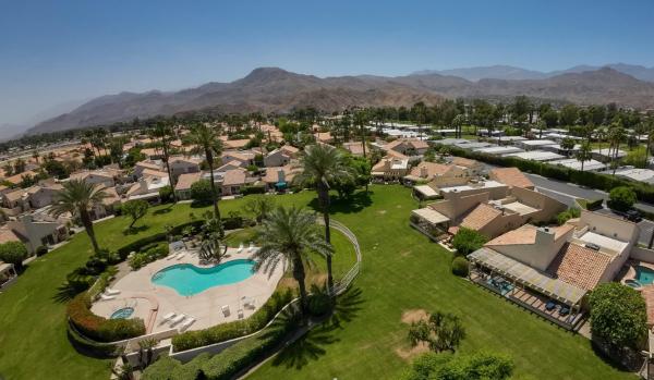 The photo shows the Casitas Del Sol located in the city of Cathedral City.