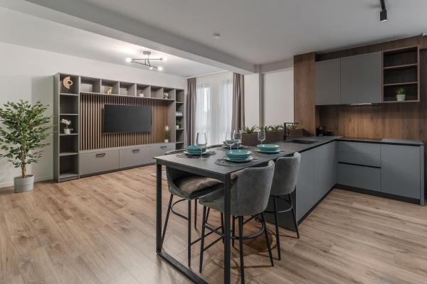 Na fotografii je vidět objekt Luxury Grey Apartments - Central, Free Parking, Self Check-In nacházející se ve městě Oradea.