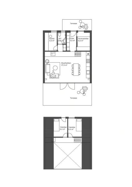 På billedet ses objektet Modernized A-Frame House Near Saksild Beach beliggende i byen Odder.