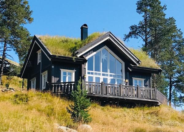 Na foto é possível ver o objeto Moderne hytte på Lemonsjøen i Jotunheimen localizado na cidade de Fluguhaug.