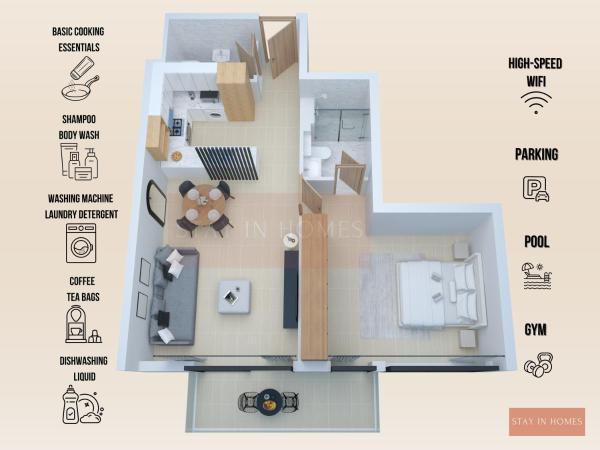Bilde 3: 1BED in JVC by StayInHomes - 20 mins Business Bay - Parking - Pool -