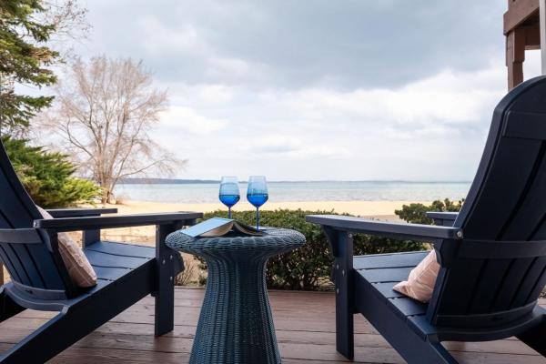 The photo shows the Beachfront Serenity 101 located in the city of Traverse City.