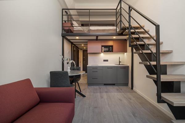A la foto es mostra l'objecte Rusty Red loft in City centre Self check-in No 2 situat a la ciutat de Vílnius.